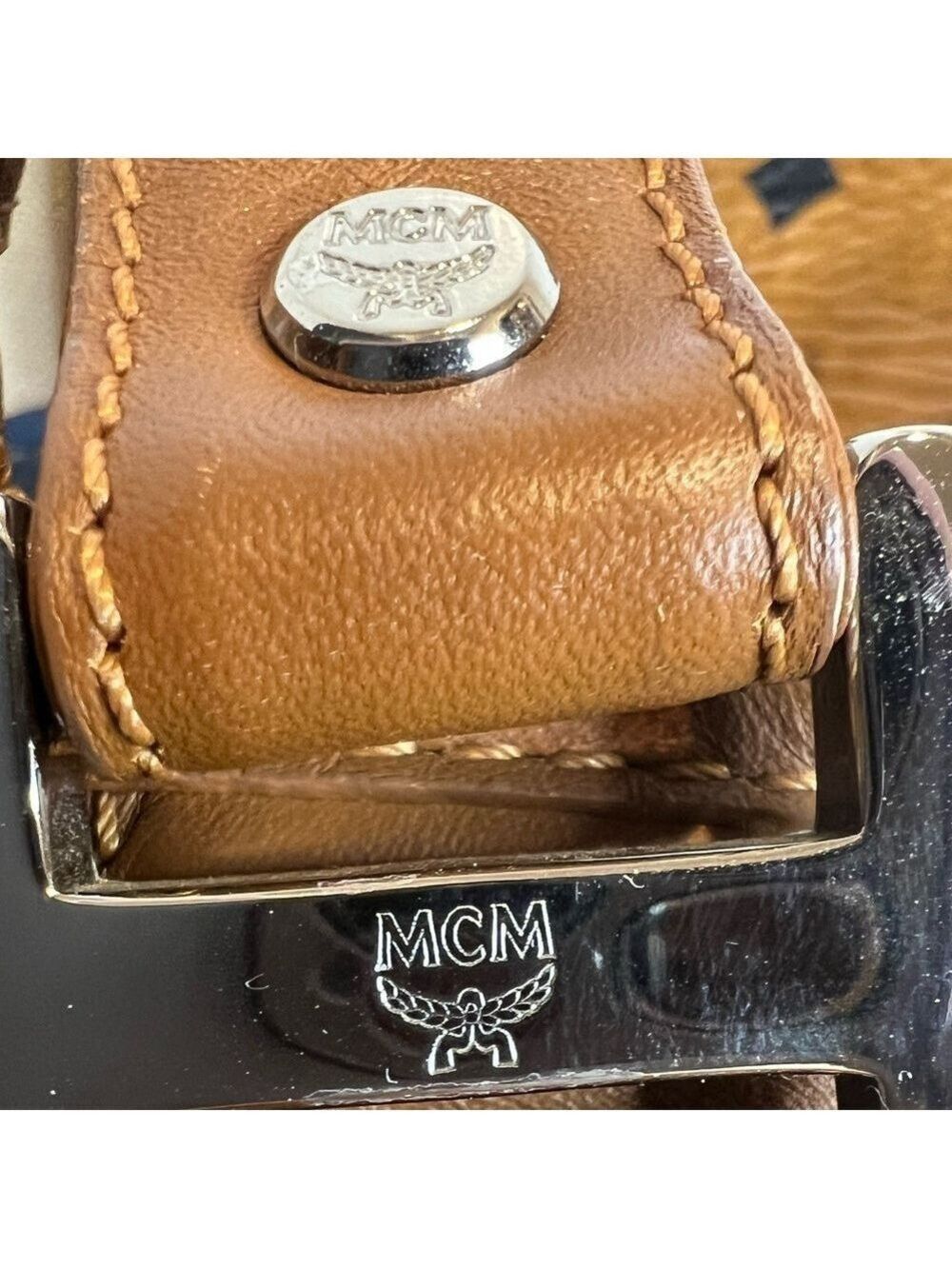 MCM COGNAC VISETOS SHOPPER TOTE BAG - Picture 12 of 15
